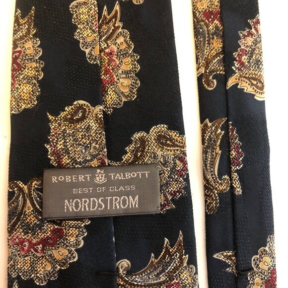 Robert Talbott Best Of Class Nordstrom Silk Tie Navy Paisley Mens Necktie Office - Picture 4 of 7